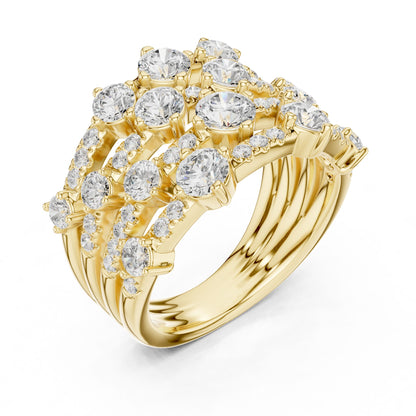 Round Lab Grown Diamond Cluster Engagement Ring