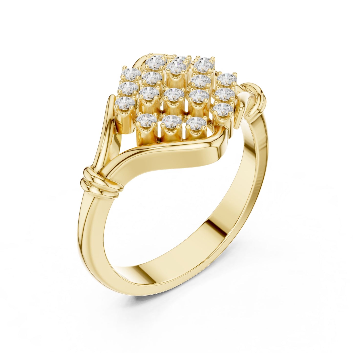 Round Lab Grown Diamond Cluster Engagement Ring