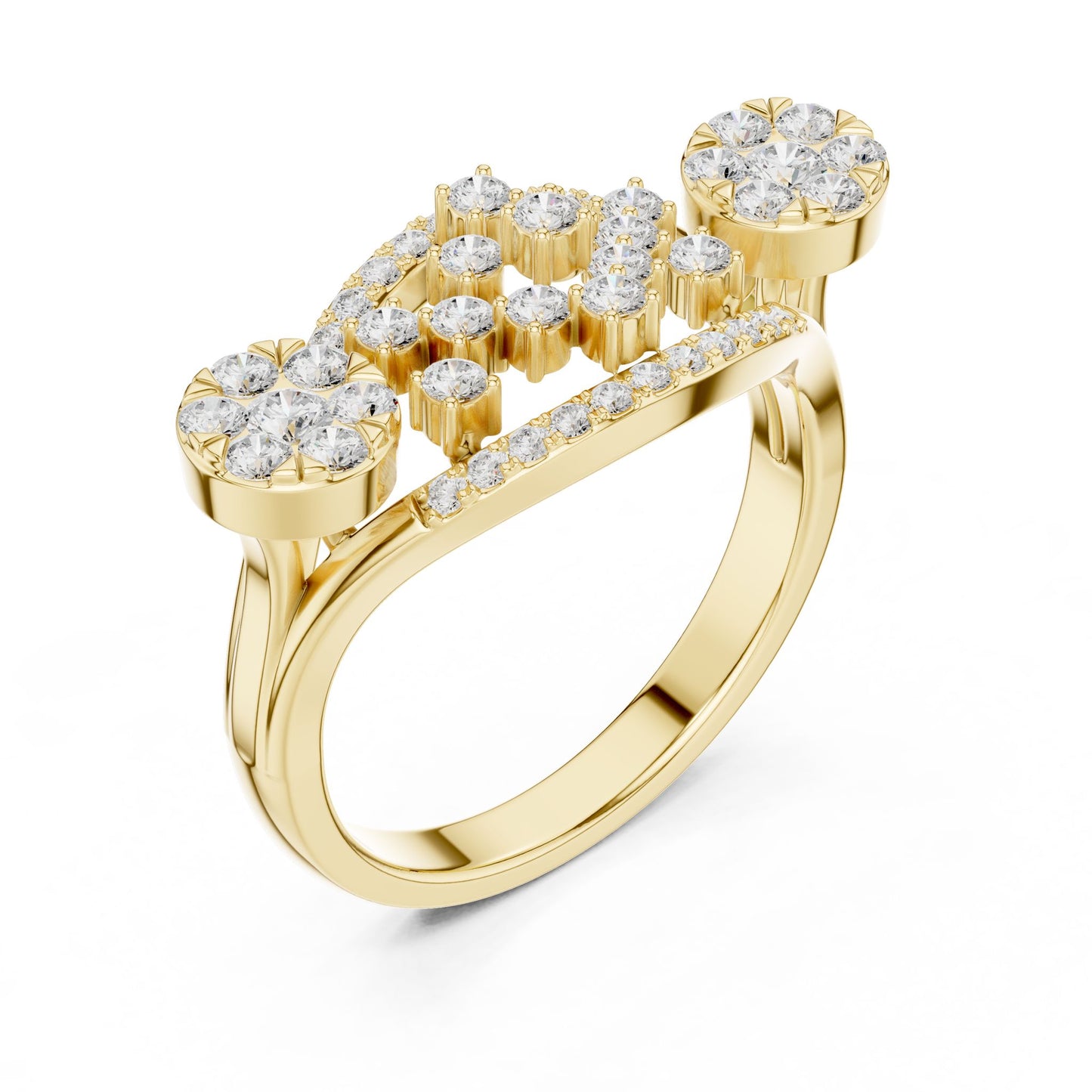 Round Lab Grown Diamond Cluster Engagement Ring