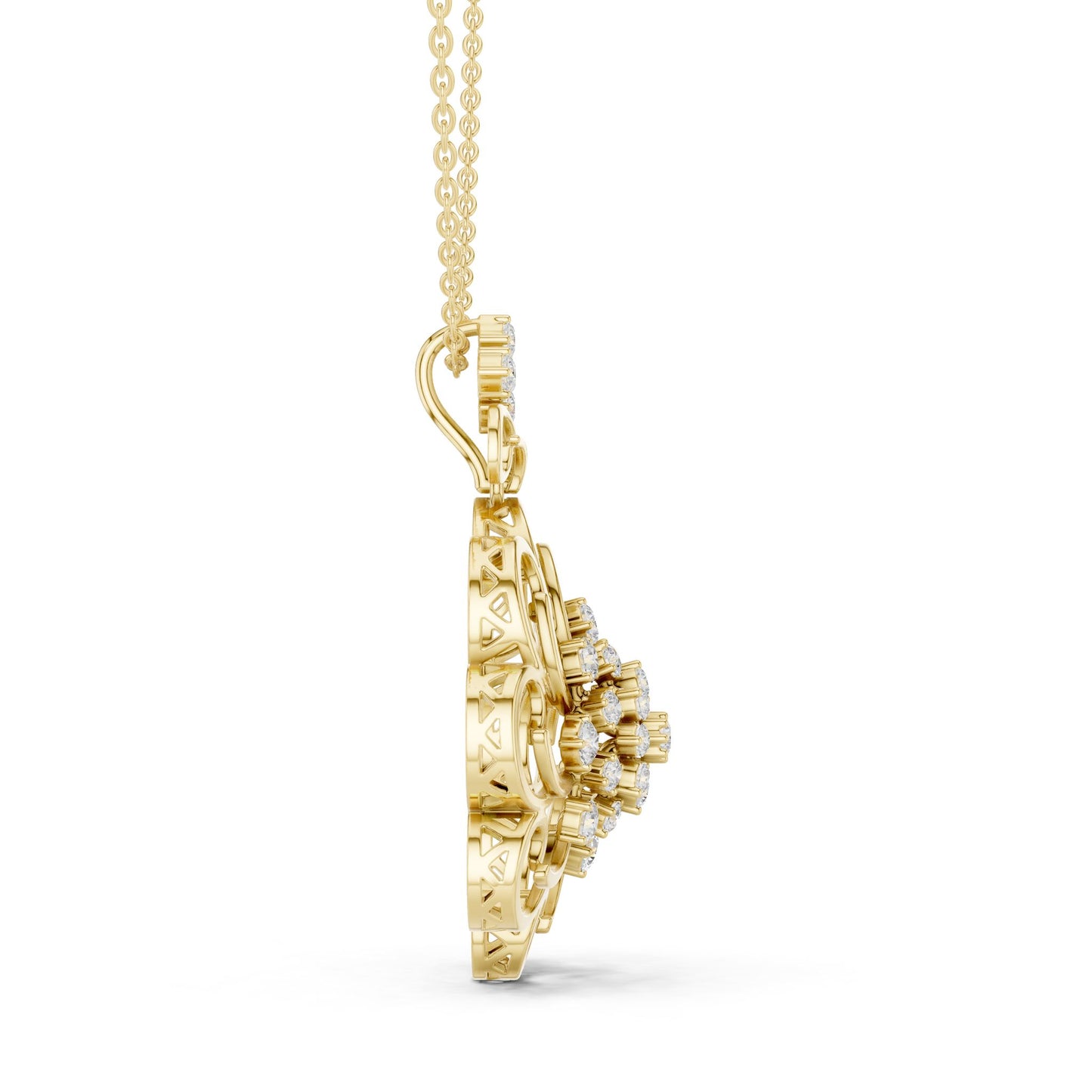 Round Lab Grown Diamond Cluster Pendant