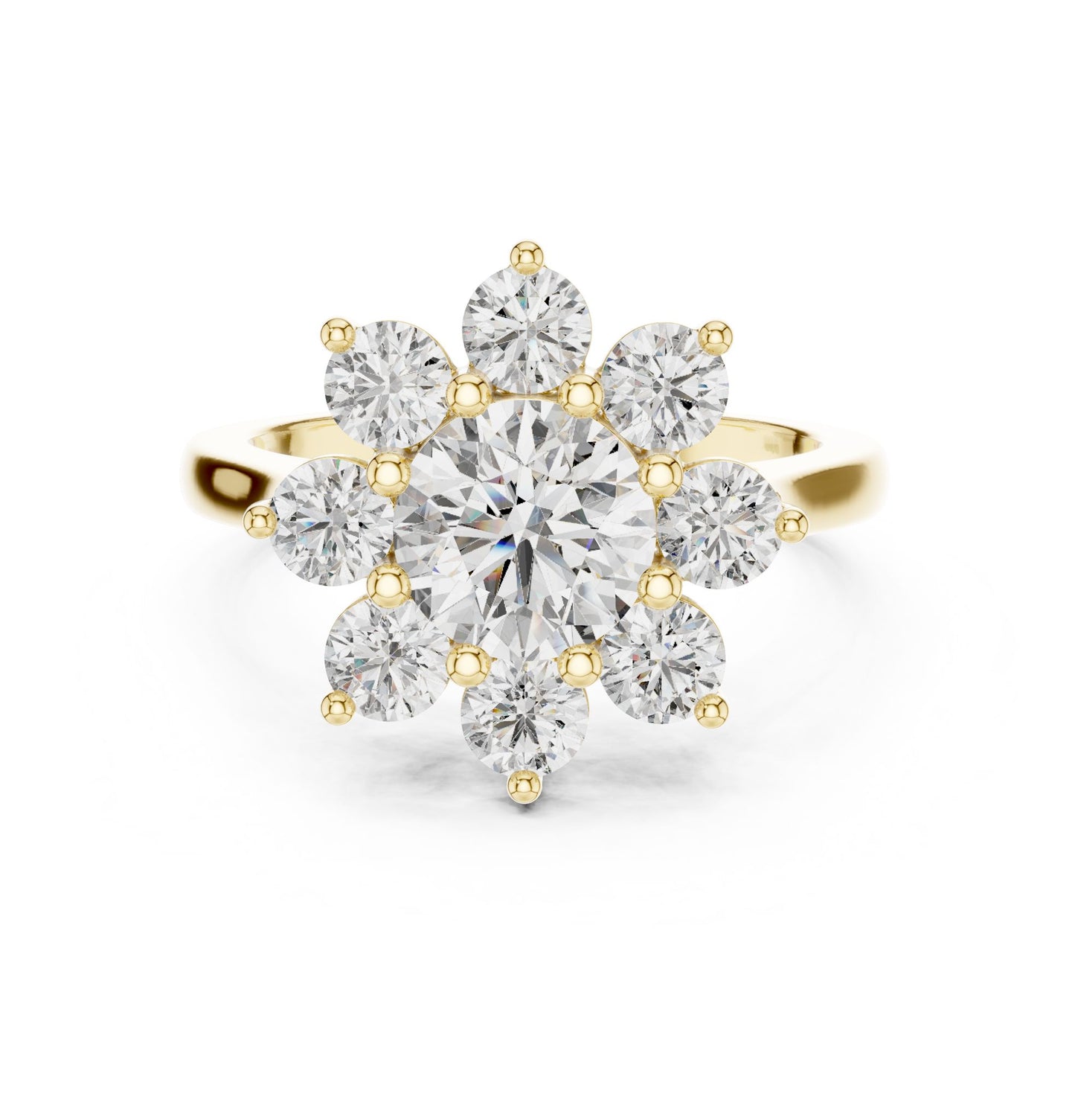 Round Lab Grown Diamond Cluster Engagement Ring