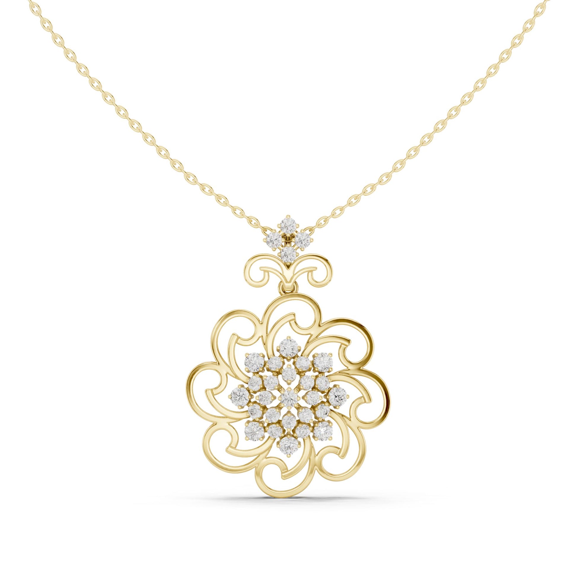 Round Lab Grown Diamond Cluster Pendant