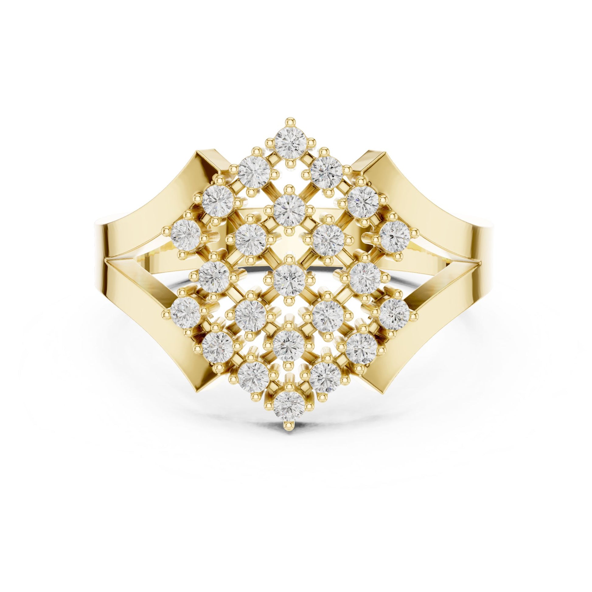 Round Lab Grown Diamond Cluster Engagement Ring