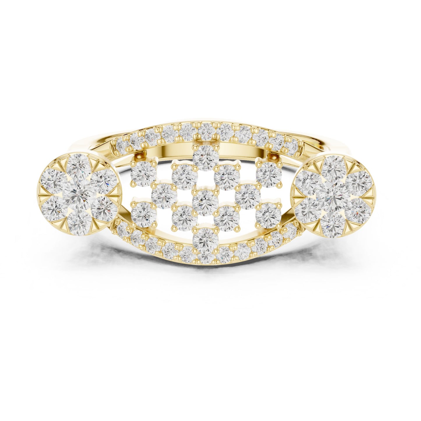 Round Lab Grown Diamond Cluster Engagement Ring