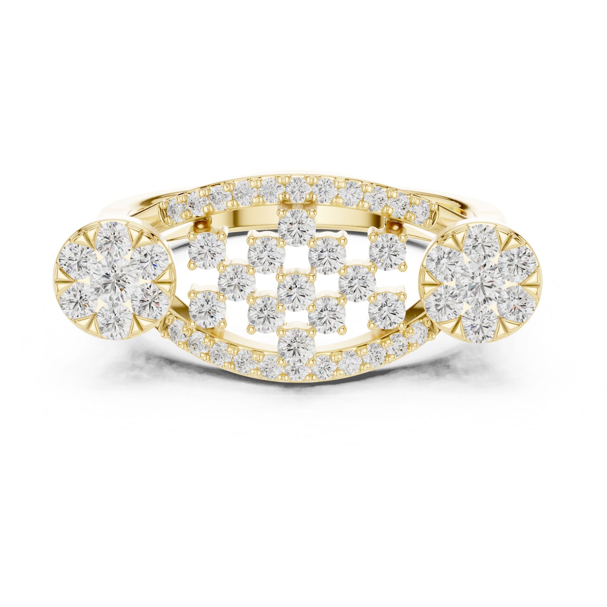 Round Lab Grown Diamond Cluster Engagement Ring