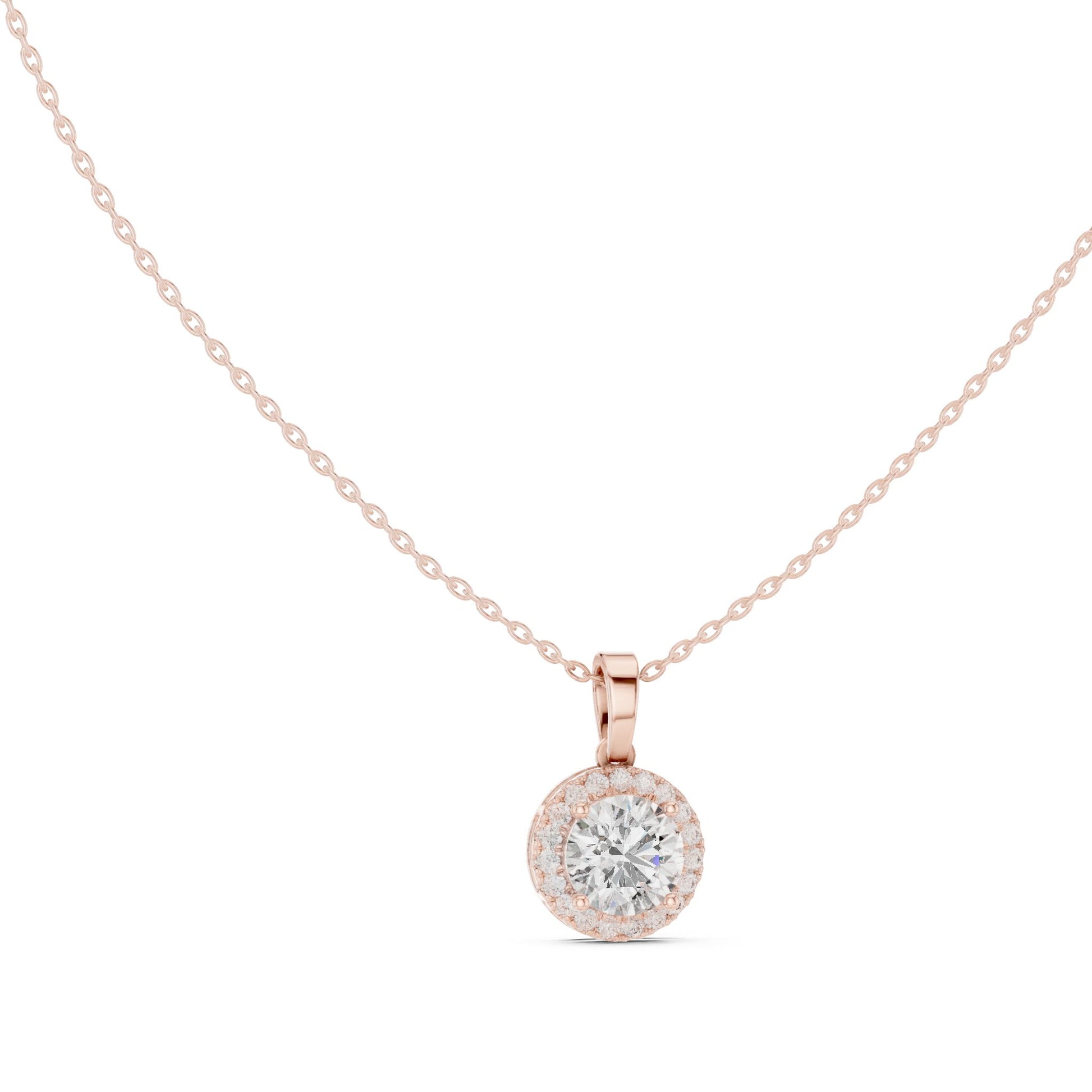 Round Lab Grown Diamond Halo Pendant