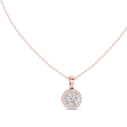 Round Lab Grown Diamond Halo Pendant