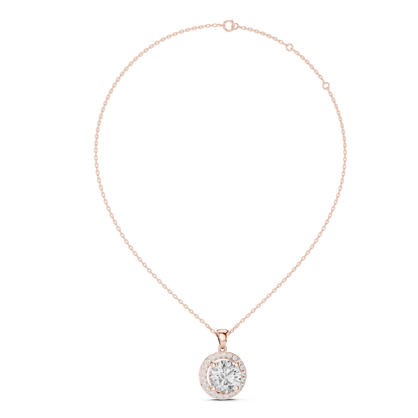 Round Lab Grown Diamond Halo Pendant