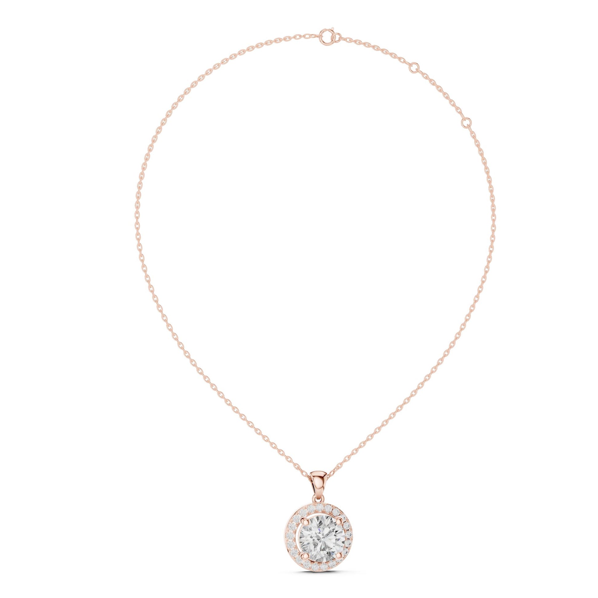 Round Lab Grown Diamond Halo Pendant