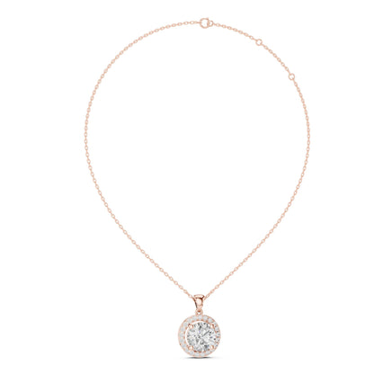 Round Lab Grown Diamond Halo Pendant