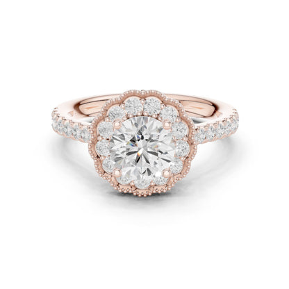 Round Lab Grown Diamond Halo Engagement Ring