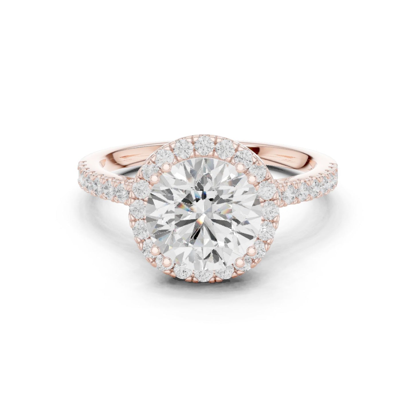 Round Lab Grown Diamond Halo Engagement Ring