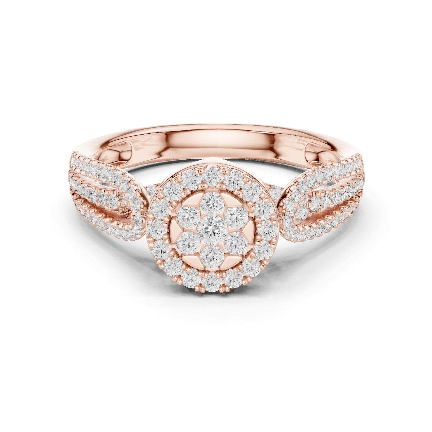 Round Lab Grown Diamond Halo Engagement Ring