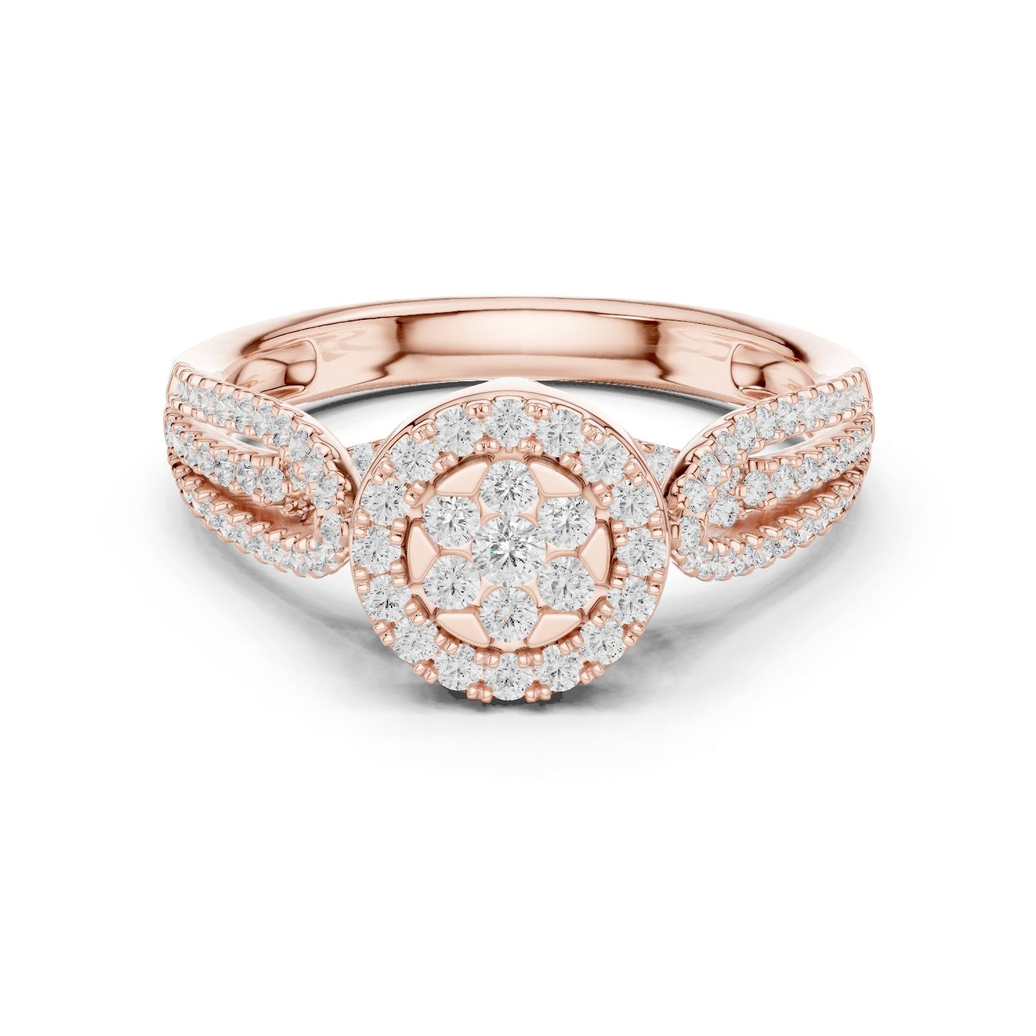 Round Lab Grown Diamond Halo Engagement Ring