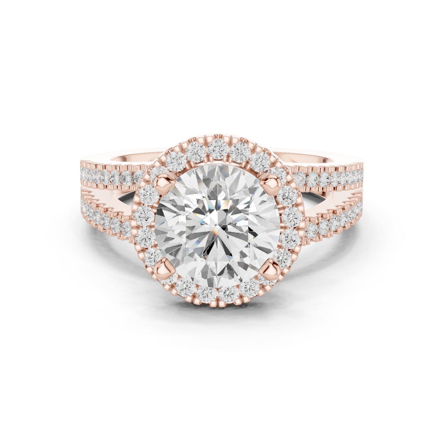 Round Lab Grown Diamond Halo Engagement Ring