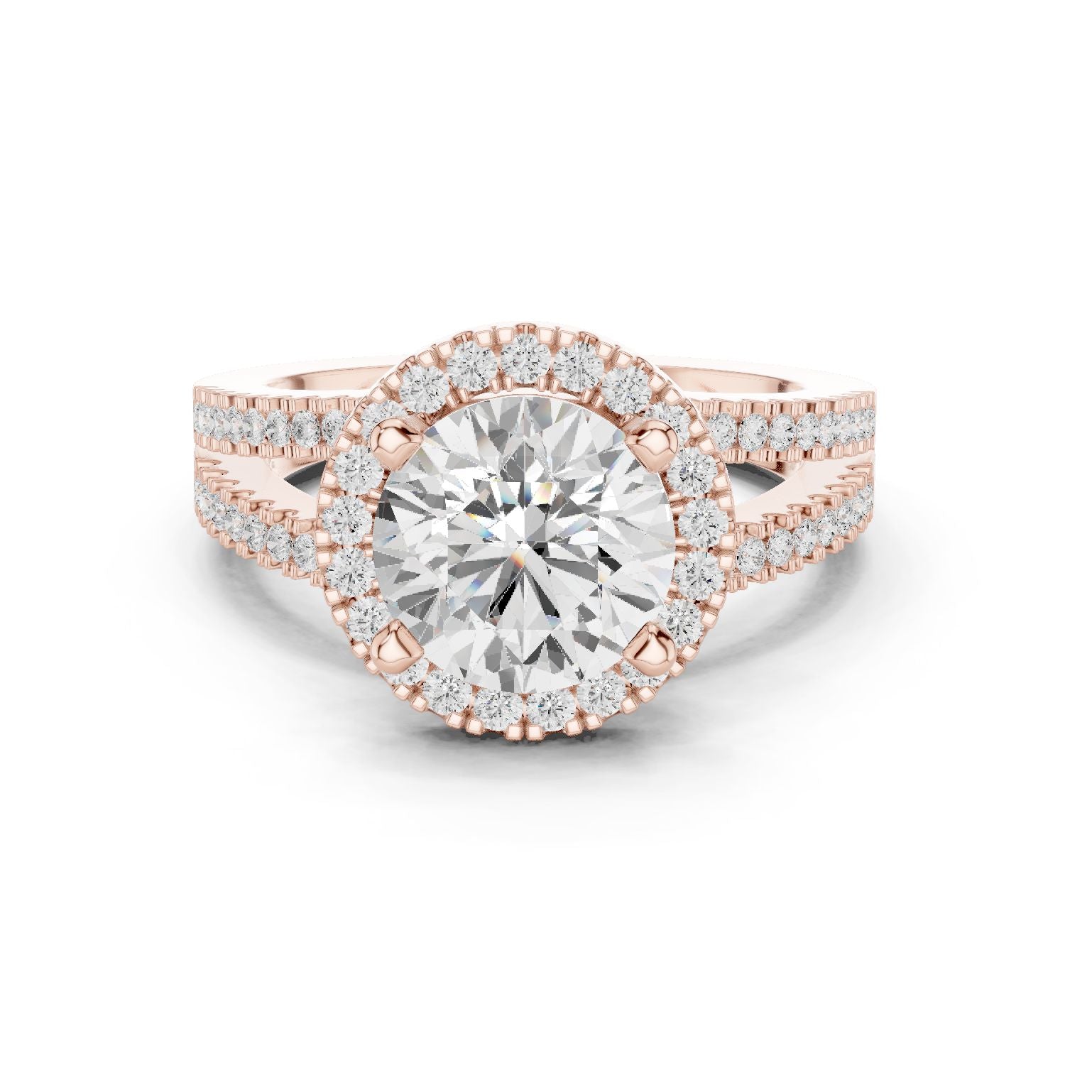 Round Lab Grown Diamond Halo Engagement Ring