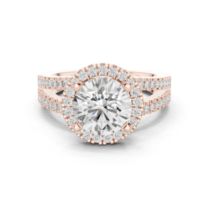 Round Lab Grown Diamond Halo Engagement Ring