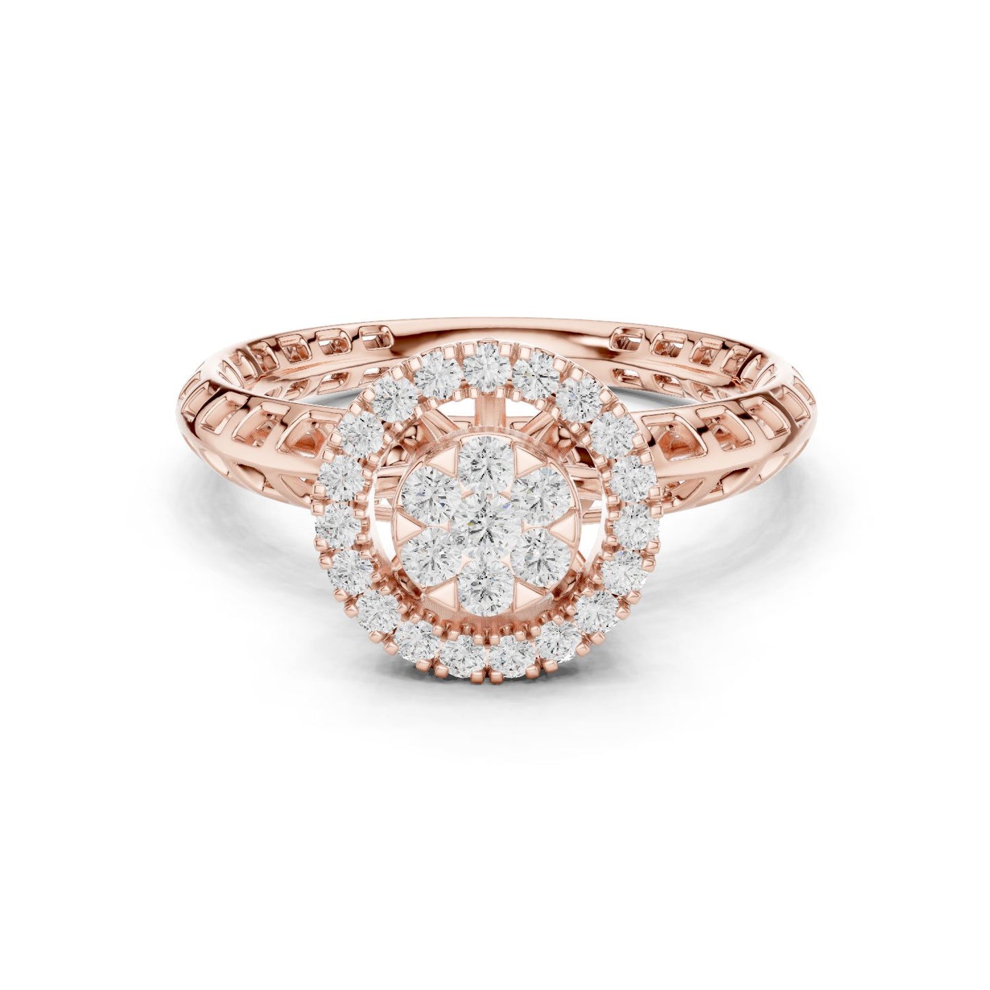 Round Lab Grown Diamond Halo Engagement Ring