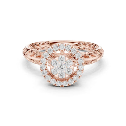 Round Lab Grown Diamond Halo Engagement Ring