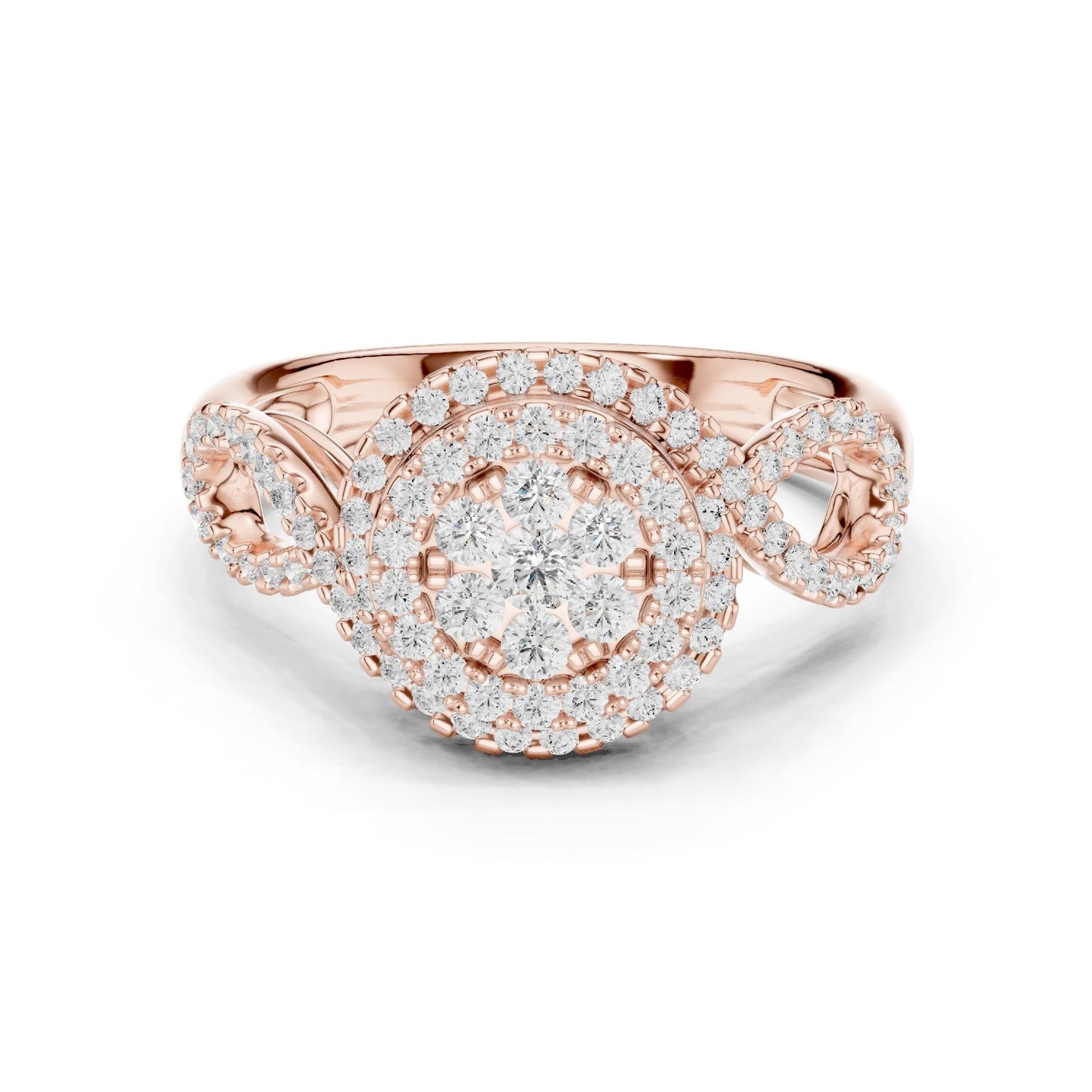 Round Lab Grown Diamond Halo Engagement Ring