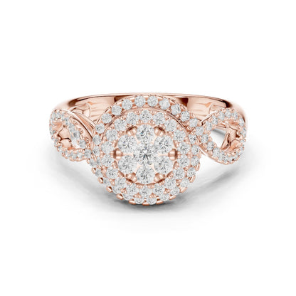 Round Lab Grown Diamond Halo Engagement Ring