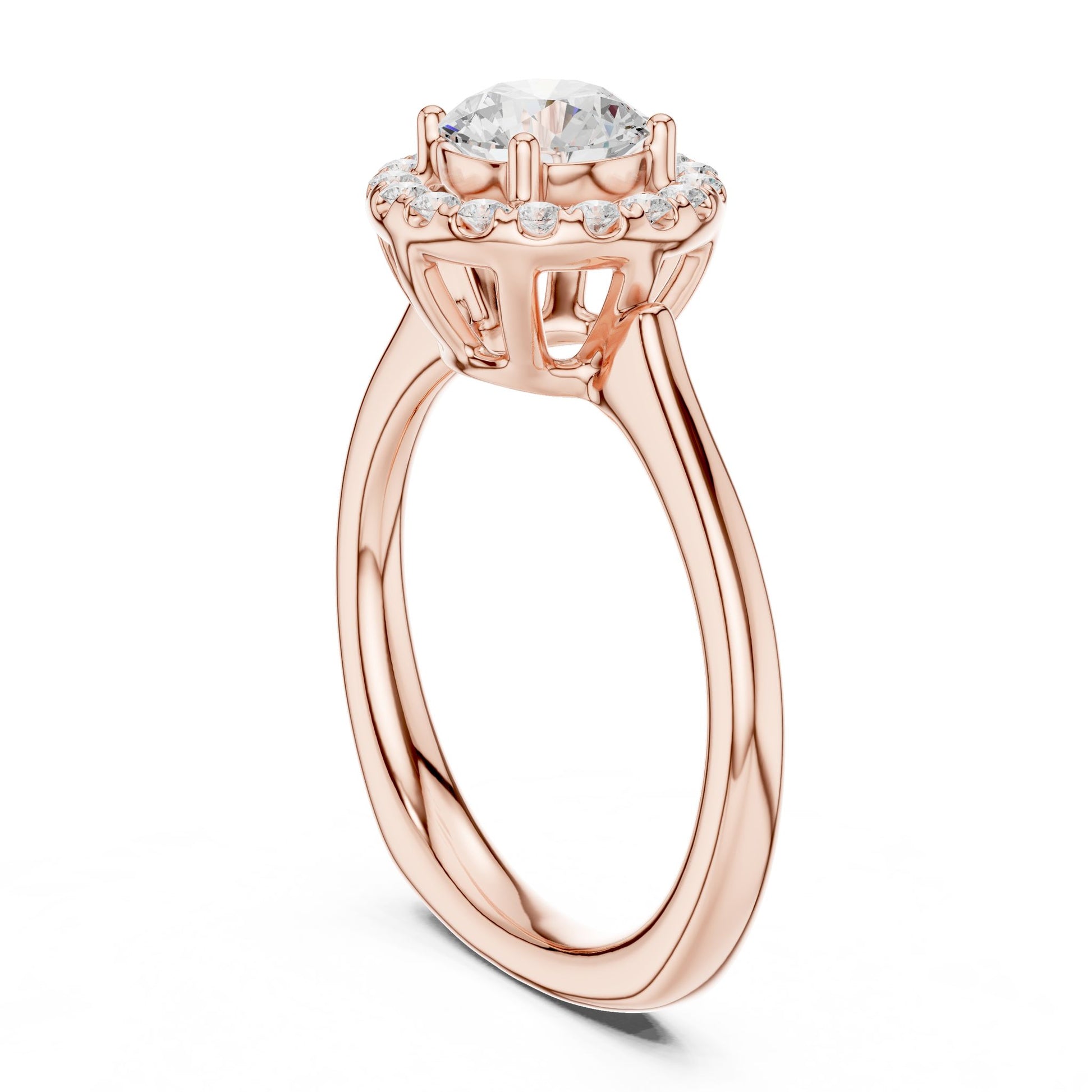 Round Lab Grown Diamond Halo Engagement Ring