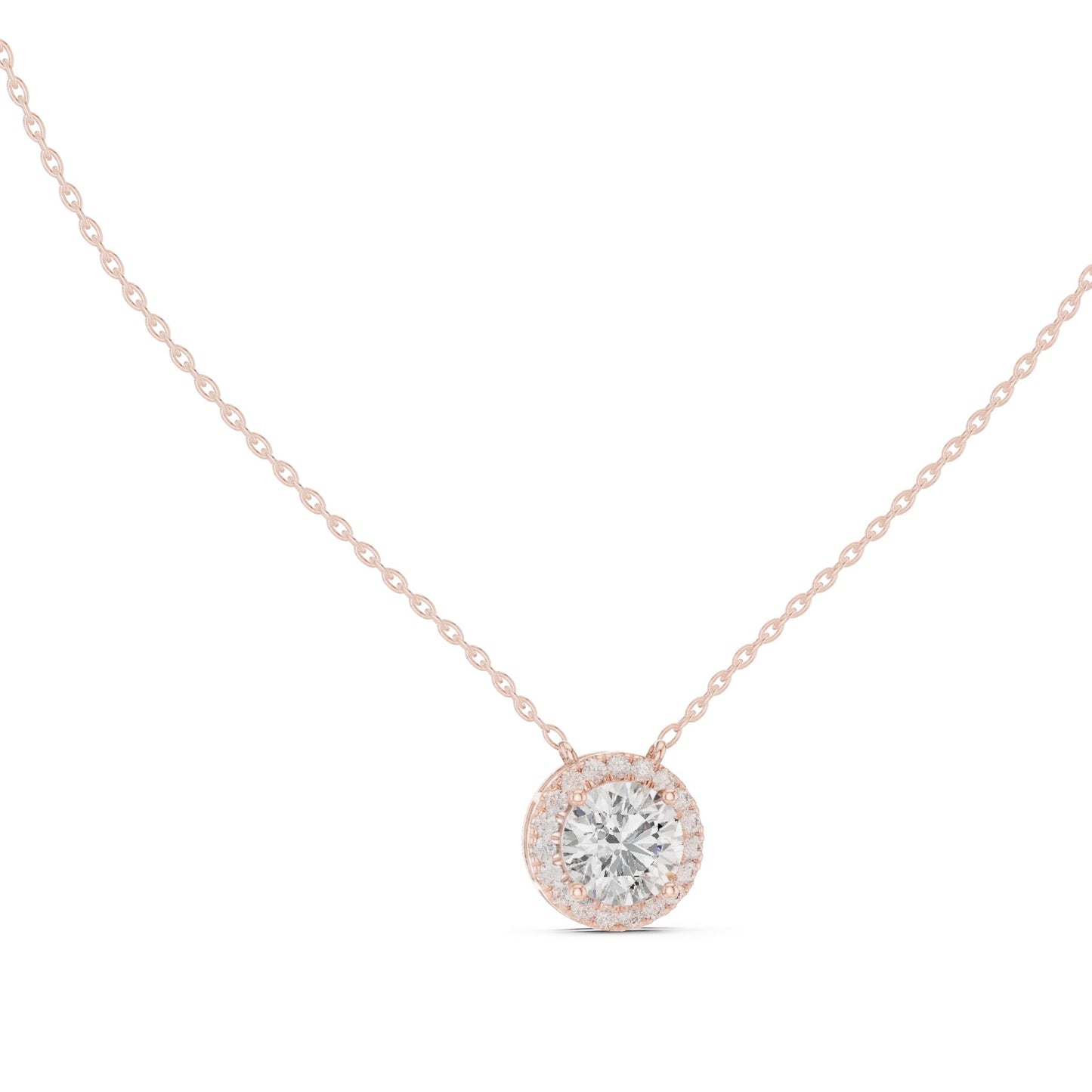 Round Lab Grown Diamond Halo Pendant