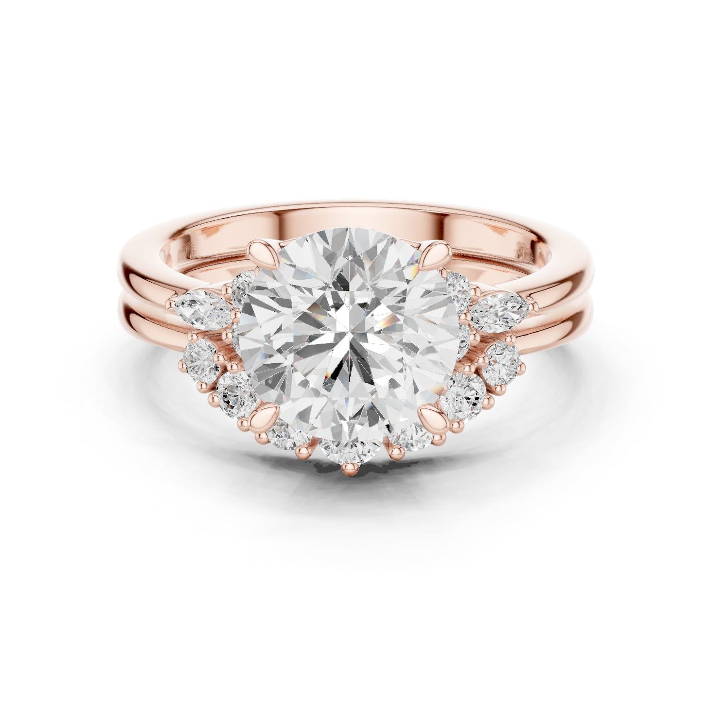 Round Lab Grown Diamond Halo Engagement Ring