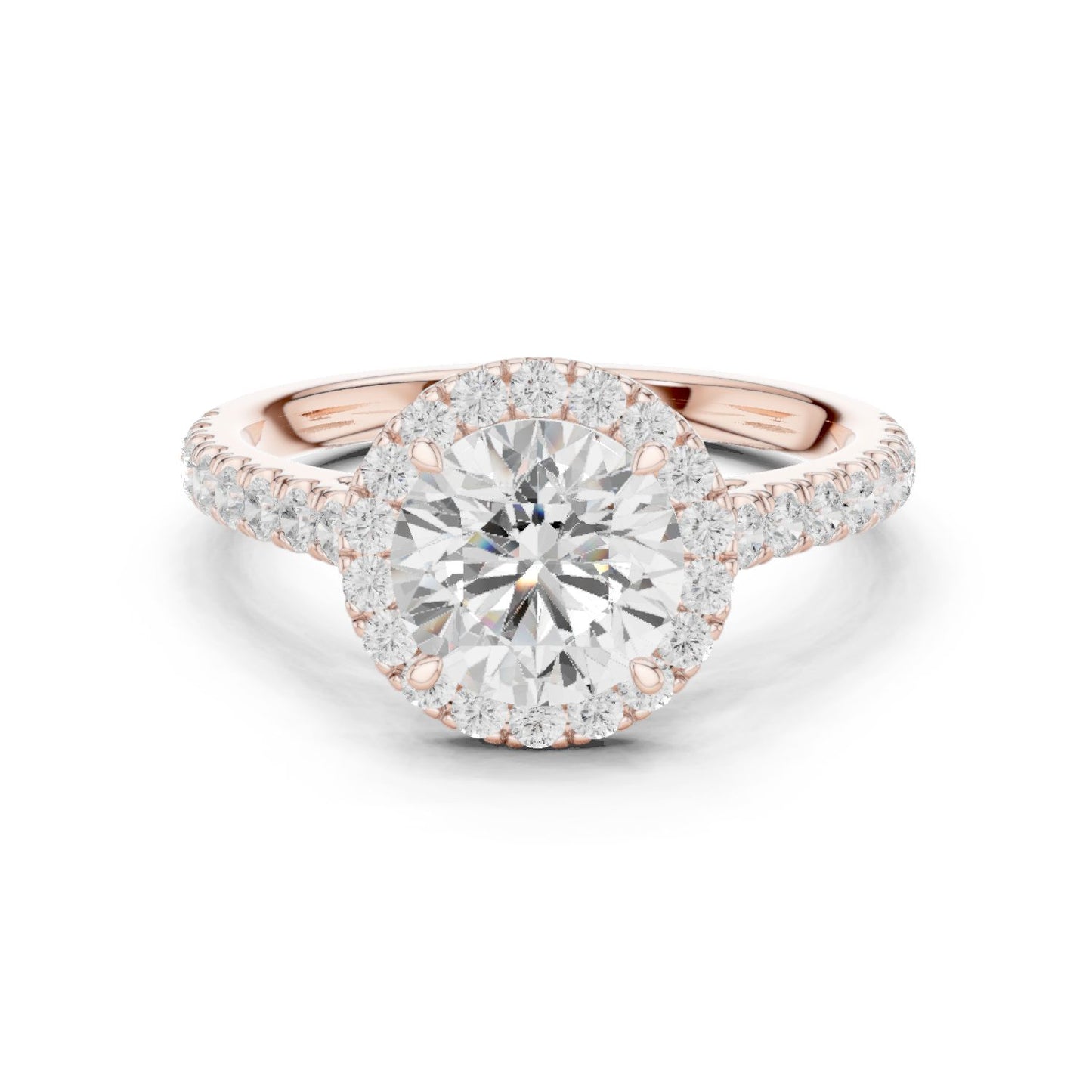 Round Lab Grown Diamond Halo Engagement Ring