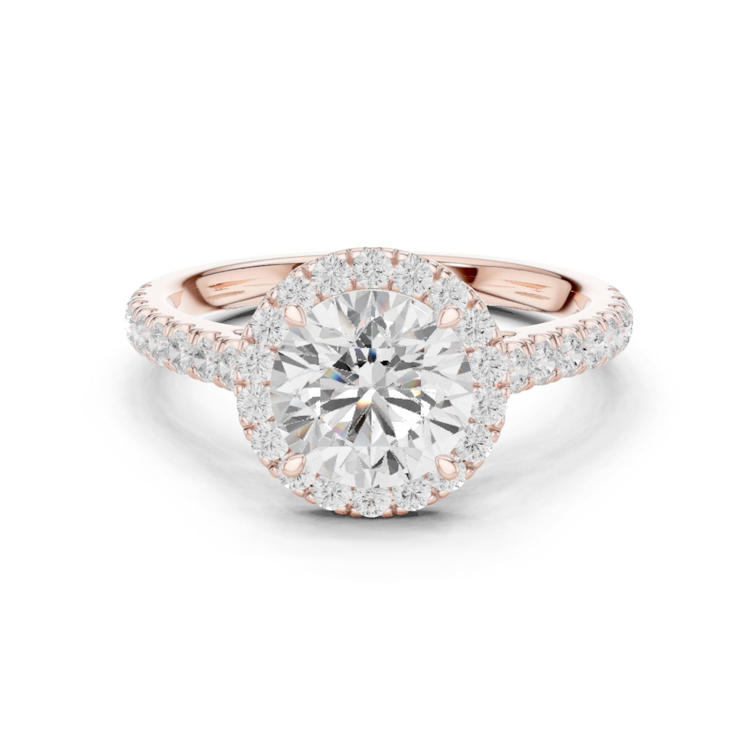 Round Lab Grown Diamond Halo Engagement Ring