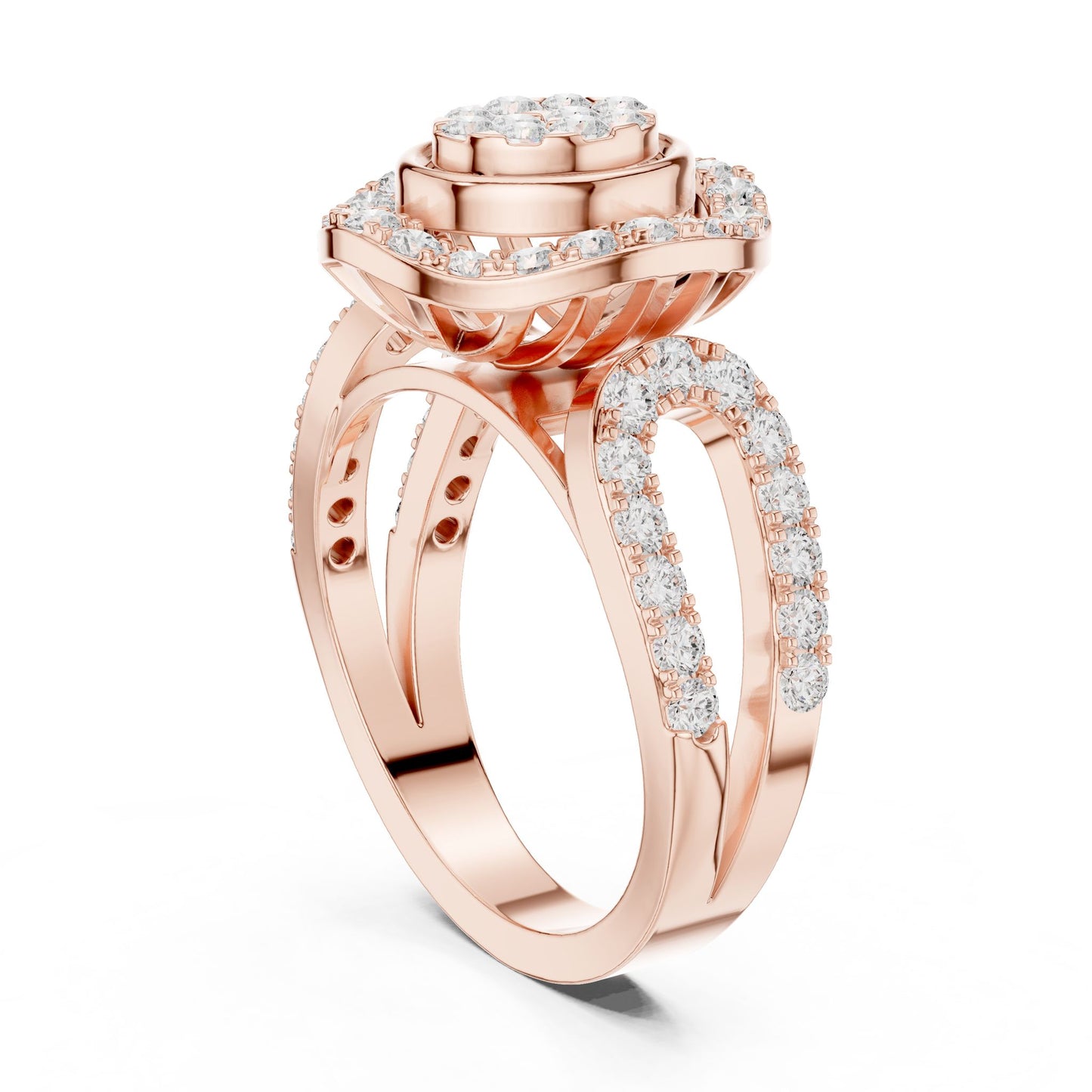 Round Lab Grown Diamond Halo Engagement Ring