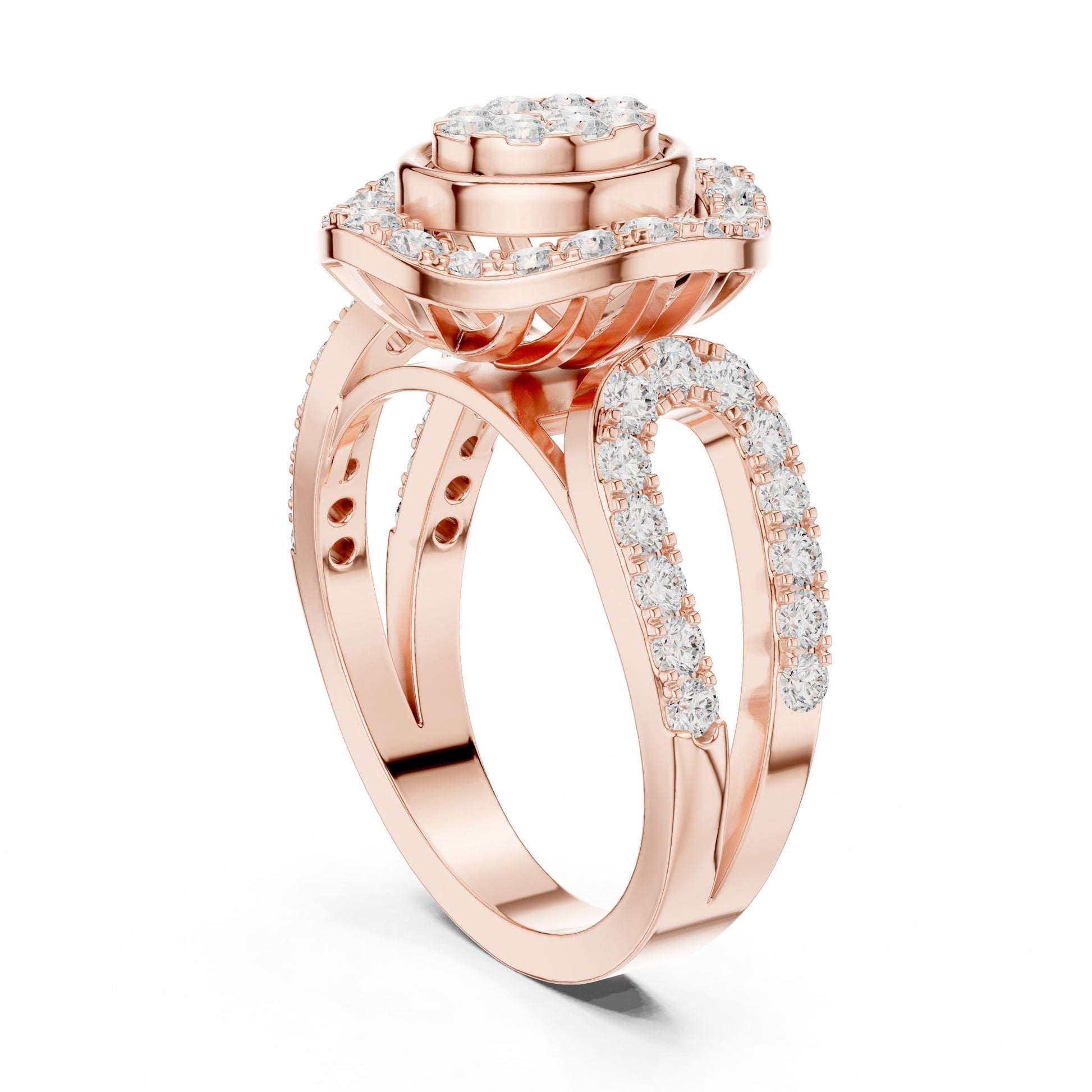 Round Lab Grown Diamond Halo Engagement Ring