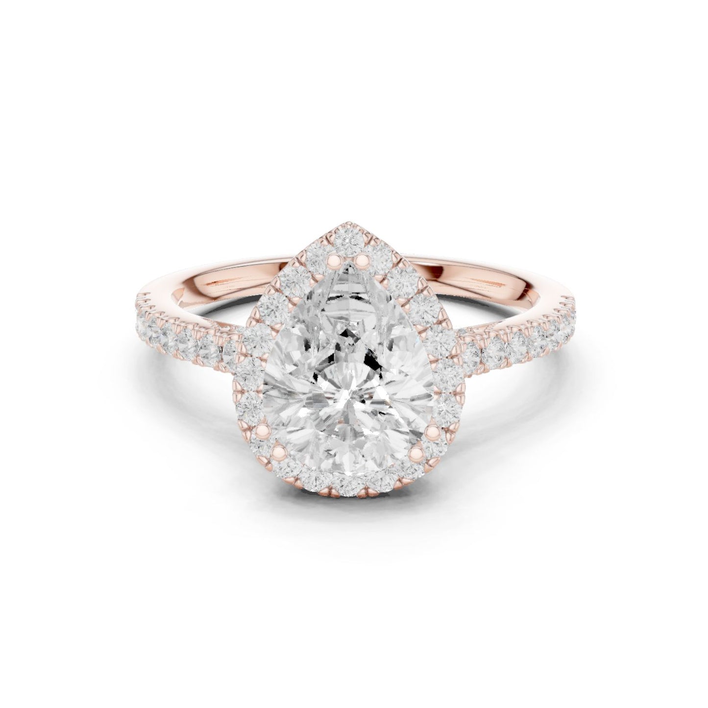 Round Lab Grown Diamond Halo Engagement Ring