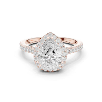 Round Lab Grown Diamond Halo Engagement Ring