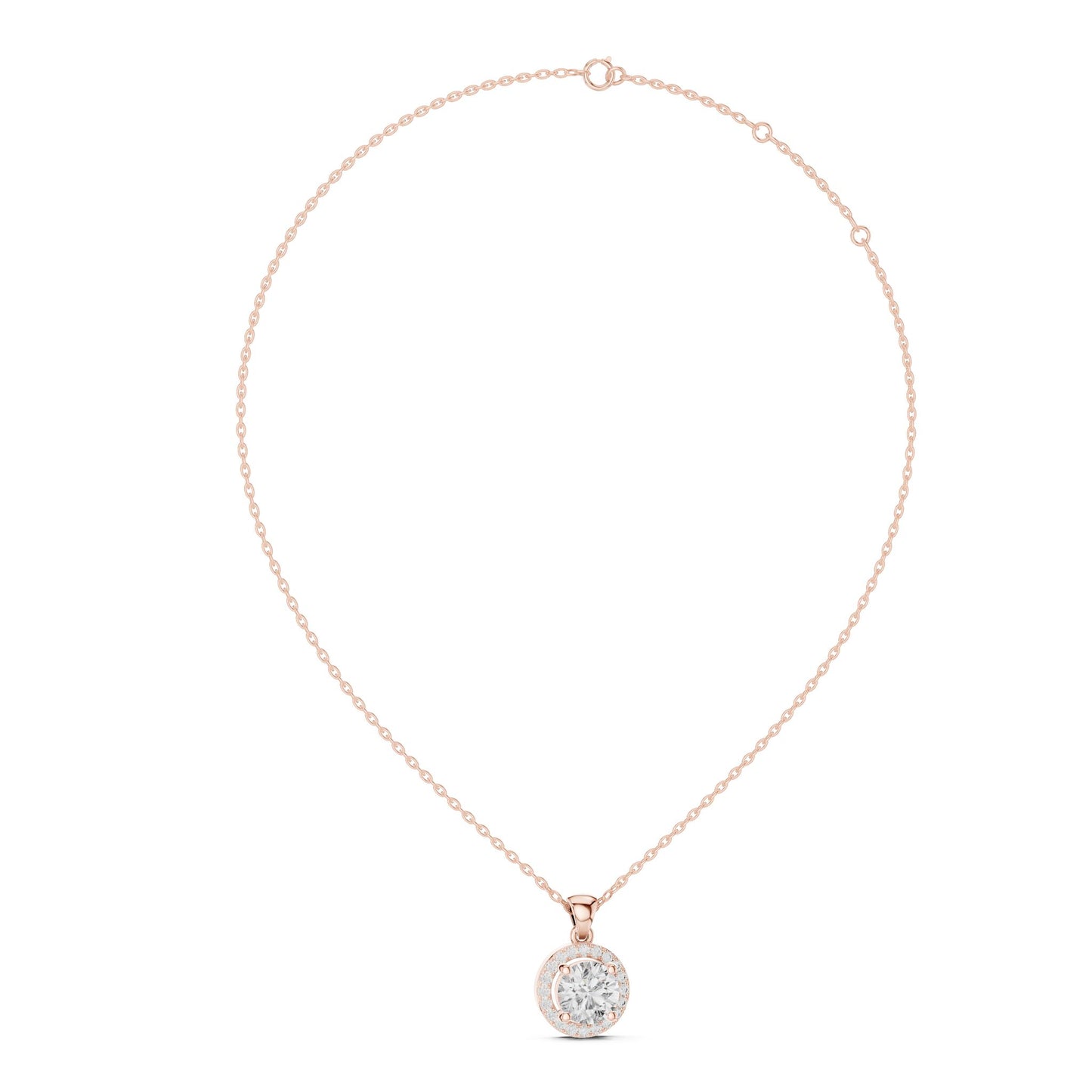 Round Lab Grown Diamond Halo Pendant