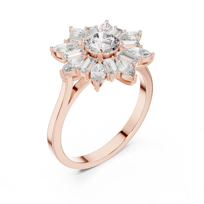 Round Lab Grown Diamond Halo Engagement Ring