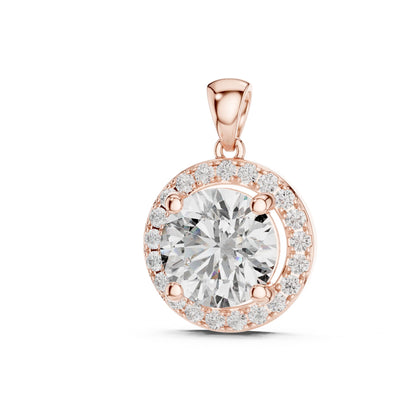 Round Lab Grown Diamond Halo Pendant