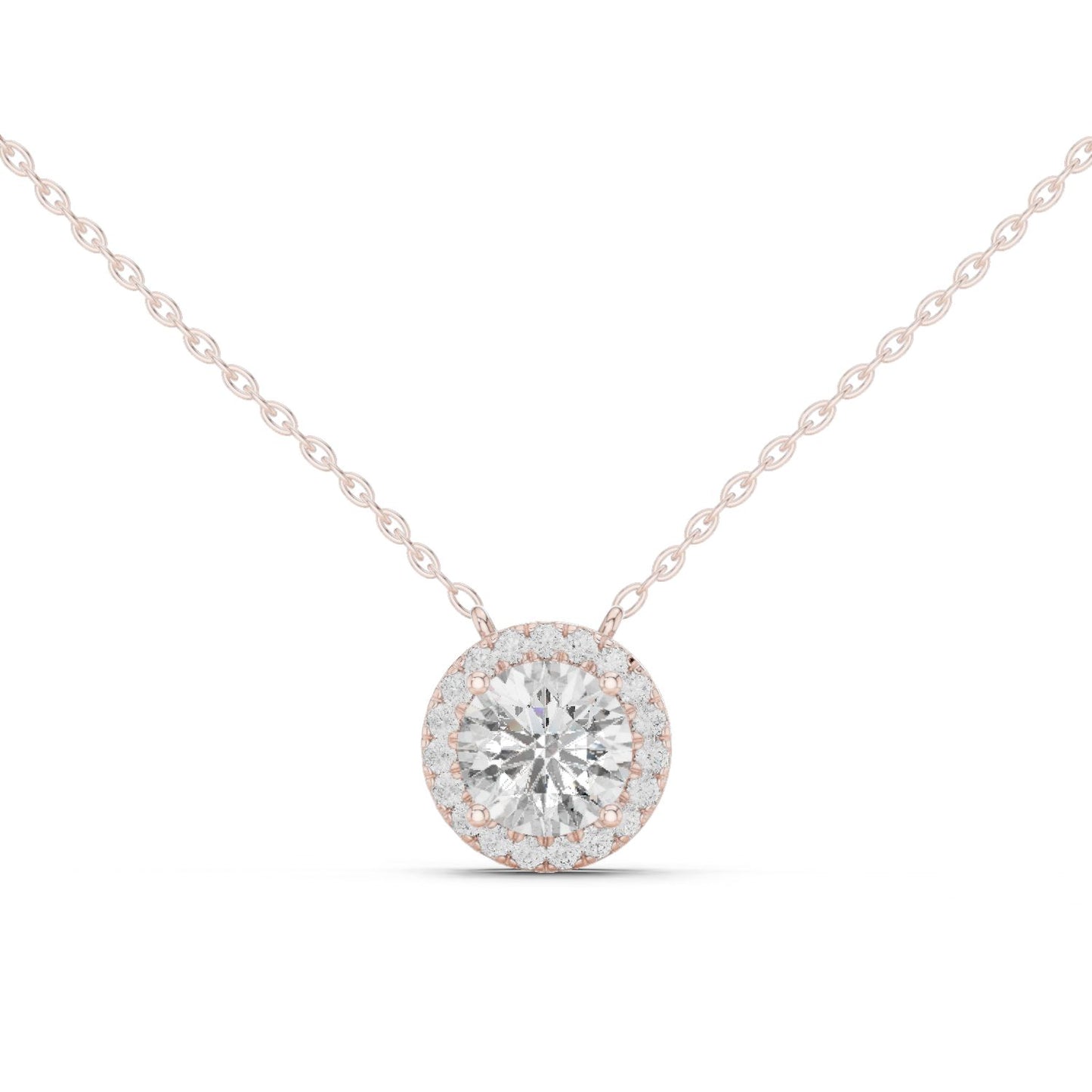 Round Lab Grown Diamond Halo Pendant
