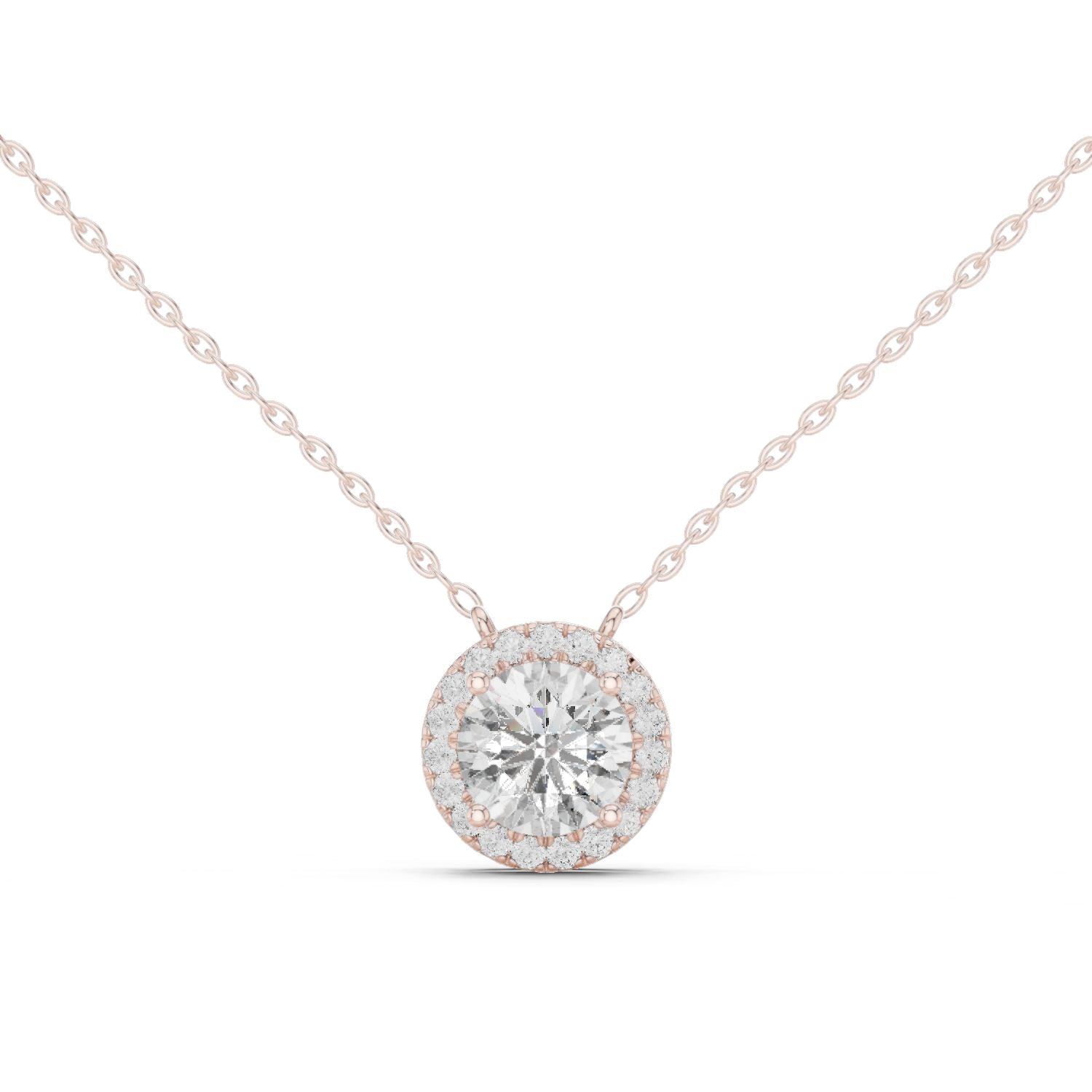 Round Lab Grown Diamond Halo Pendant