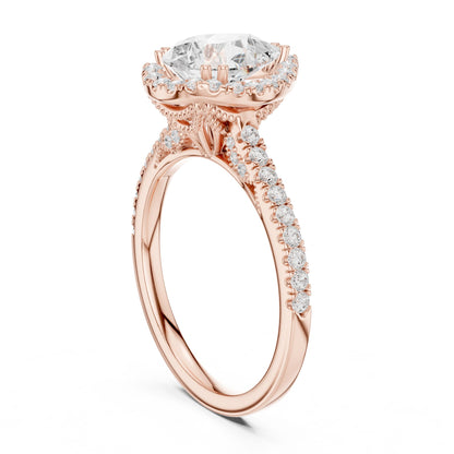 Round Lab Grown Diamond Halo Engagement Ring