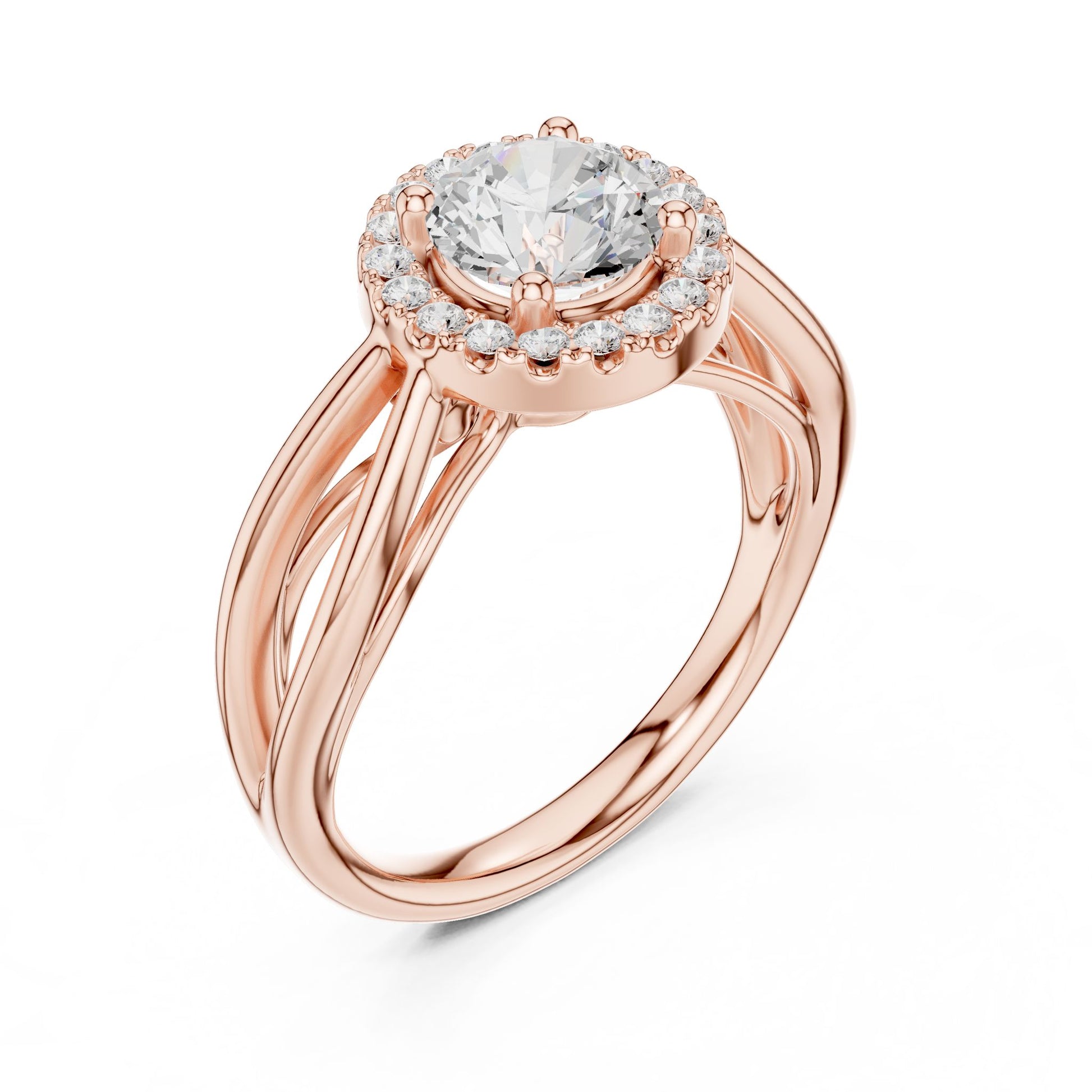 Round Lab Grown Diamond Halo Engagement Ring