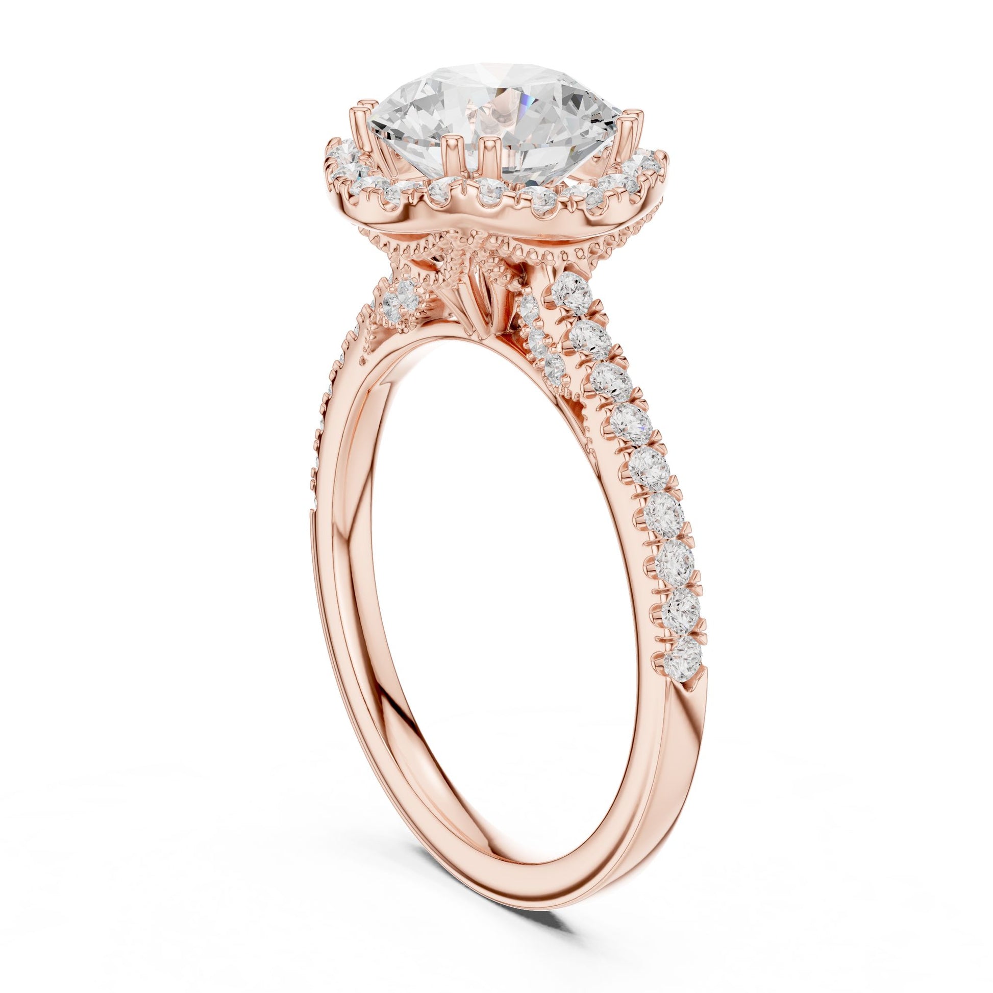 Round Lab Grown Diamond Halo Engagement Ring