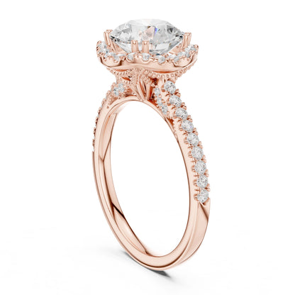 Round Lab Grown Diamond Halo Engagement Ring