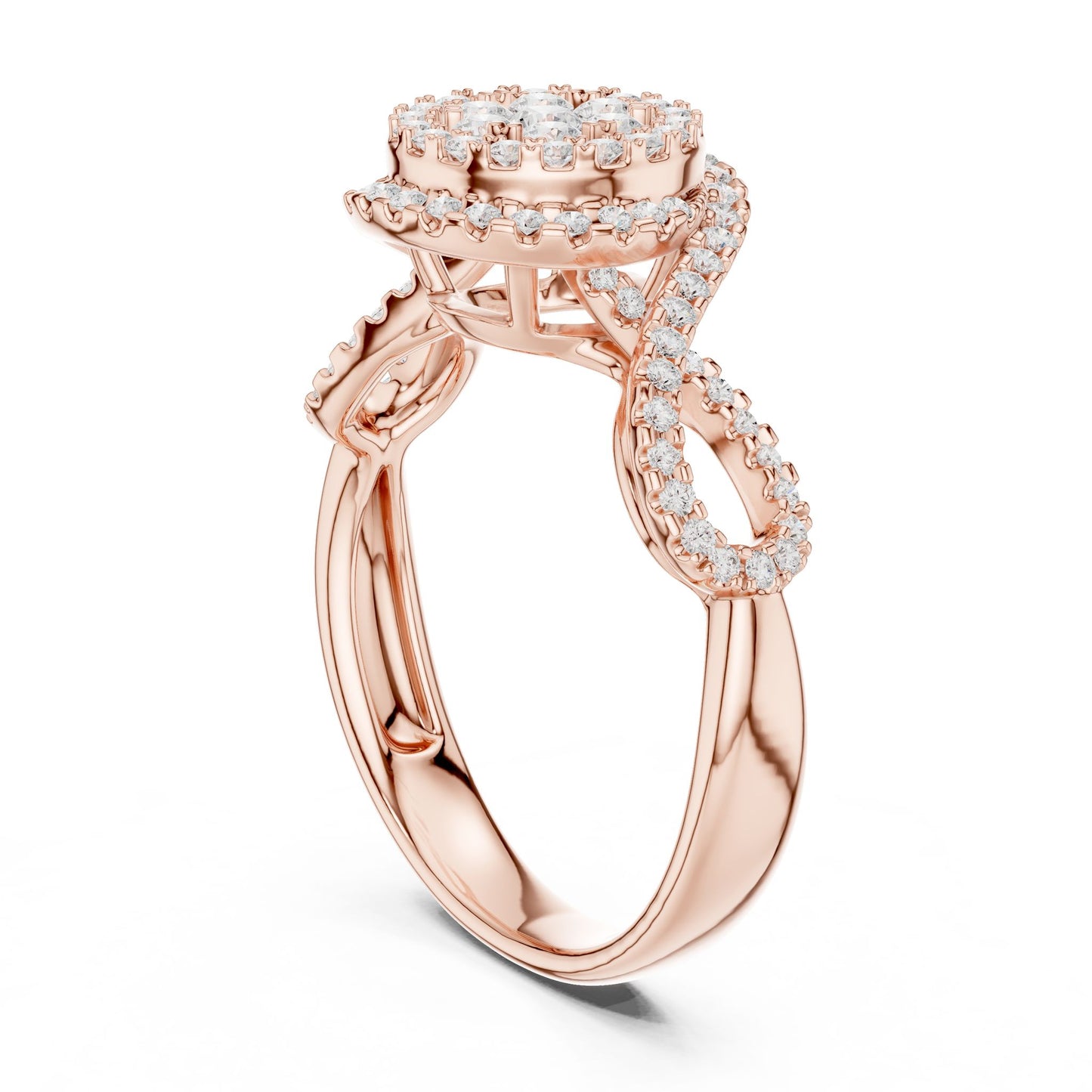 Round Lab Grown Diamond Halo Engagement Ring
