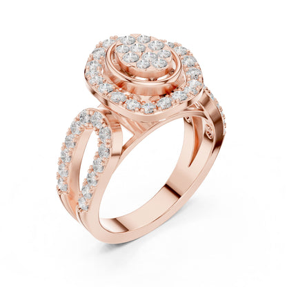 Round Lab Grown Diamond Halo Engagement Ring