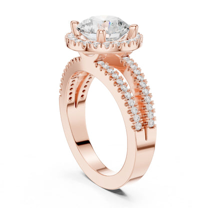 Round Lab Grown Diamond Halo Engagement Ring