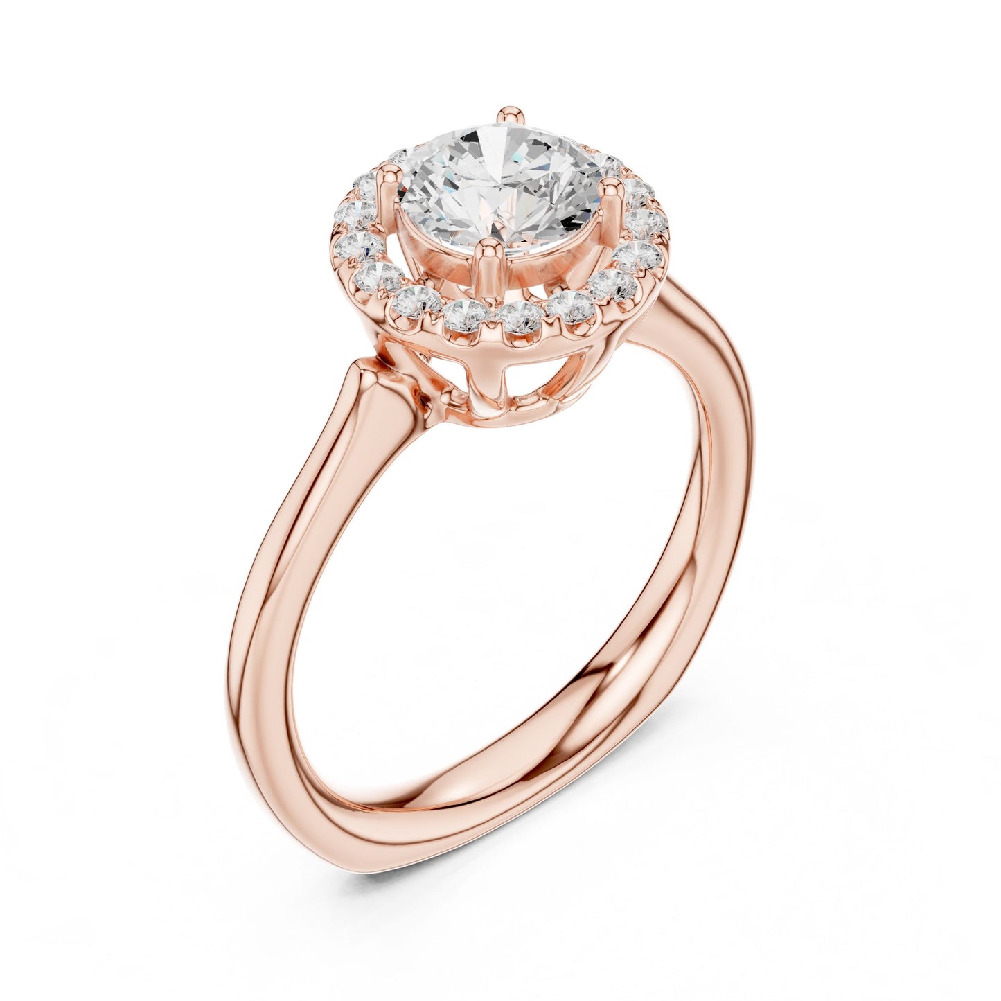 Round Lab Grown Diamond Halo Engagement Ring