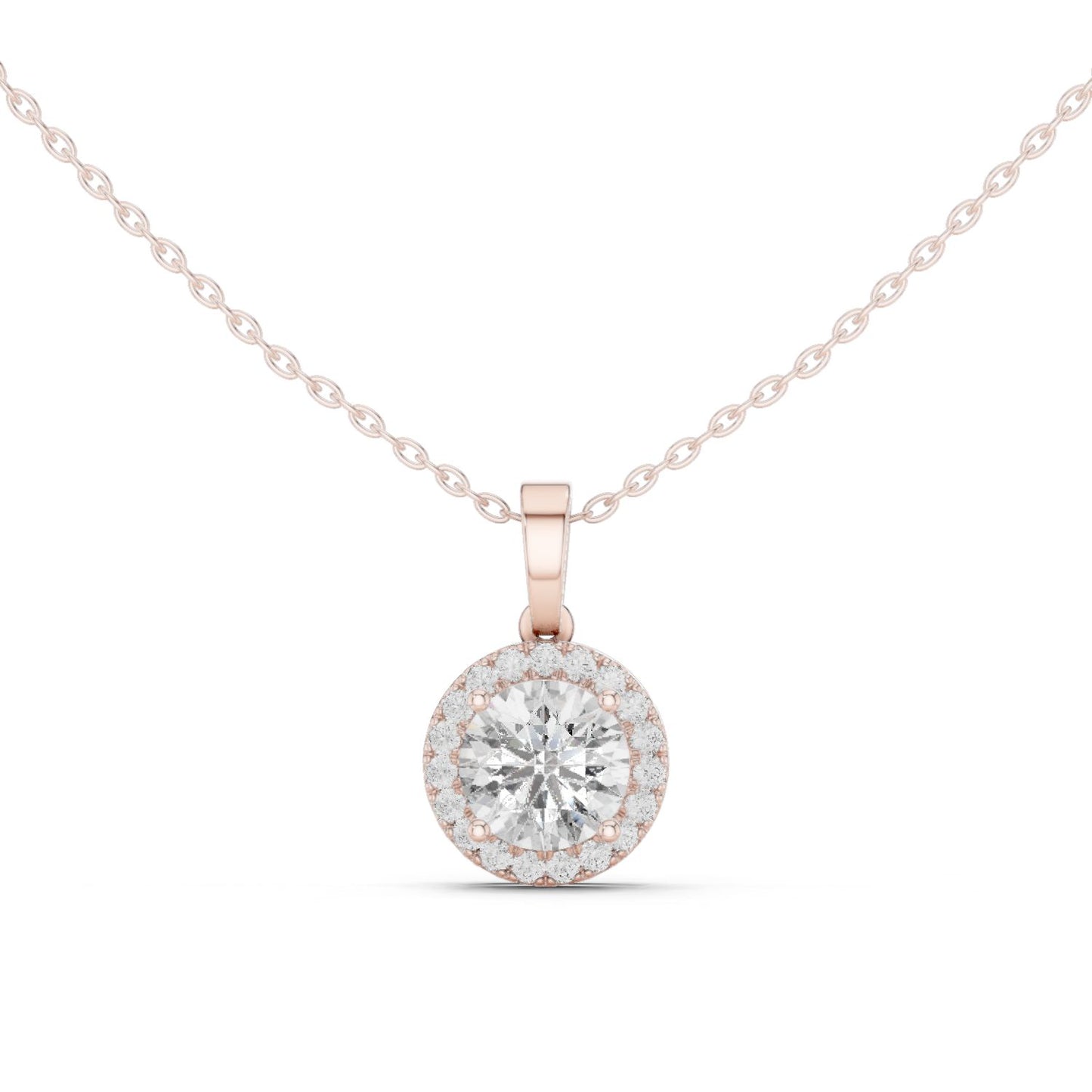 Round Lab Grown Diamond Halo Pendant