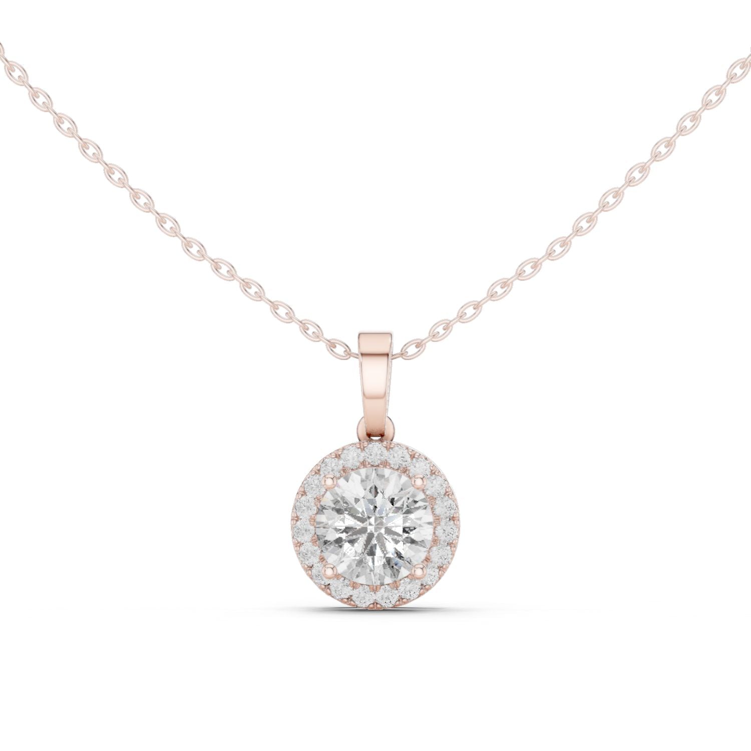 Round Lab Grown Diamond Halo Pendant