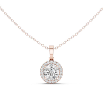 Round Lab Grown Diamond Halo Pendant